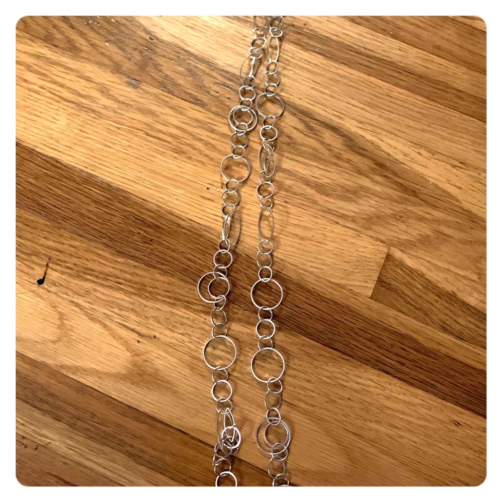 Long silver chain necklace